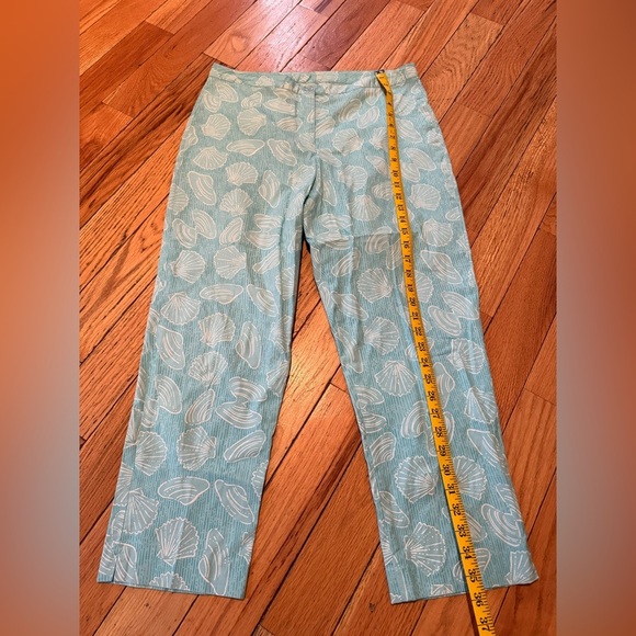 VTG Lilly Pulitzer Seashell Print Pants Light Blue Womens Size 12 Ankle Straight - Picture 10 of 12